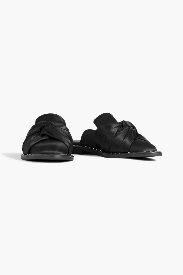 Stella McCartney Falabella Twisted Satin Slippers in Black, photo 2 of 4 from THE OUTNET