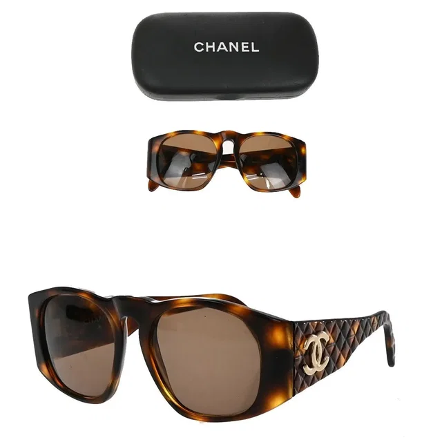 Chanel Cc Logo Matelasse Sunglasses Eye Wear Plastic Brown Accessory in Brown from HEWI