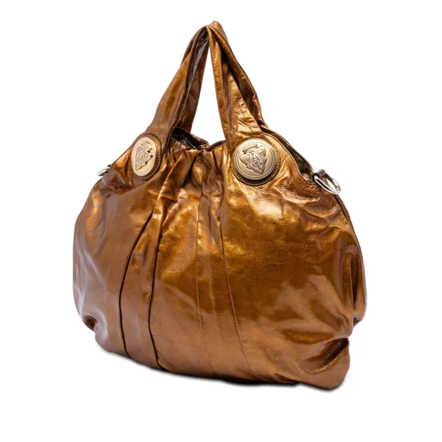 Gold Gucci Large Patent Hysteria Satchel in Gold Patent leather from Designer Revival, photo 2 of 2