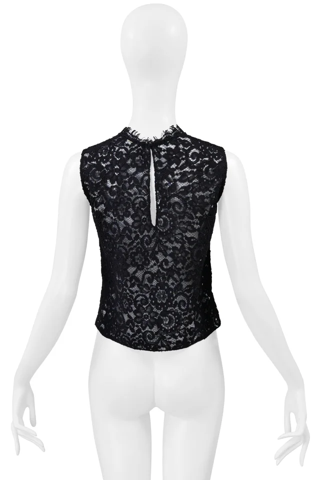 Saint Laurent Black Lace Shell Top in Black Silk from Resurrection Vintage, photo 2 of 2