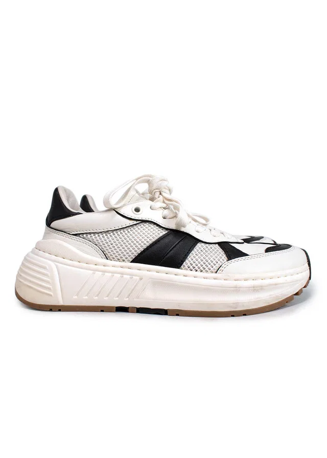 Bottega Veneta Chunky Black & White Sneakers in Black Leather from HEWI