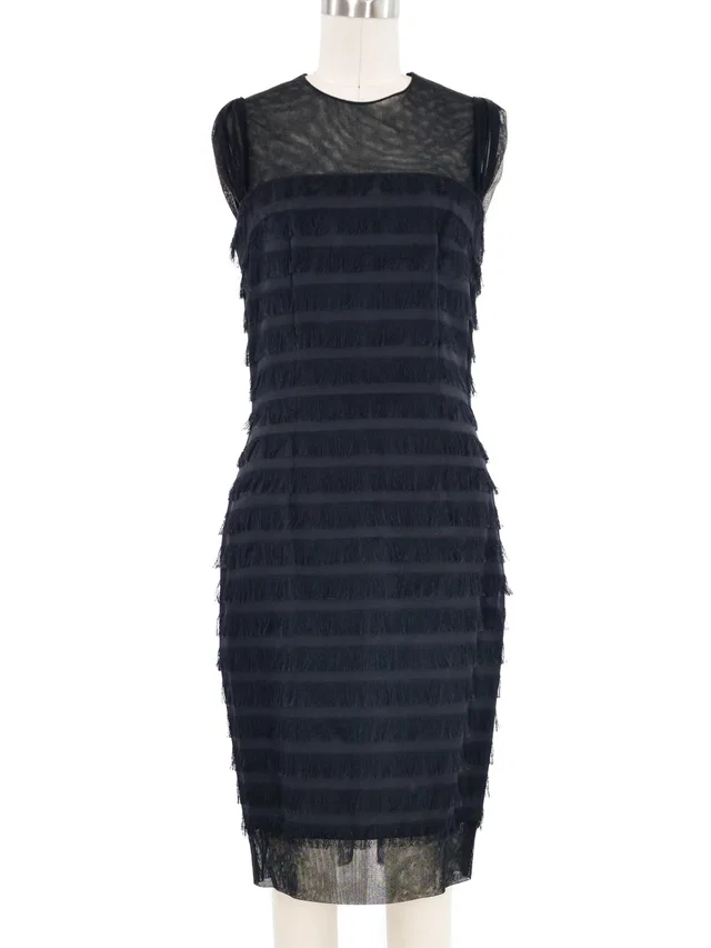 2006 Balenciaga Eyelash Fringe Shift Dress in Silk from Arcade Vintage
