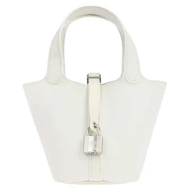 Hermès White Evercolor Picotin Lock Micro Handbag in White from AMORE Vintage Tokyo