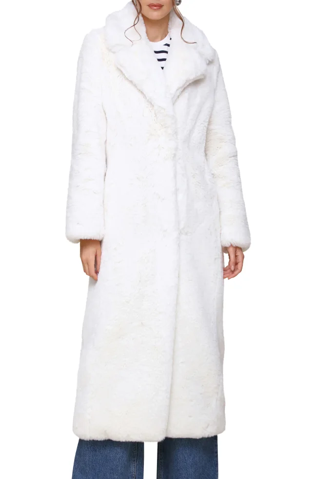Avec Les Filles Notch Collar Faux Fur Coat in White from Nordstrom Rack, photo 1 of 1