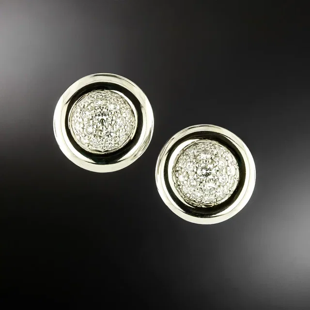 Vacheron Constantin Pavé Diamond Dome Earrings from Lang Antiques