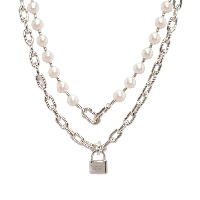 Tiffany & Co. Sterling Silver & Freshwater Pearl HardWear Lock Necklace in Silver from Blue Spinach