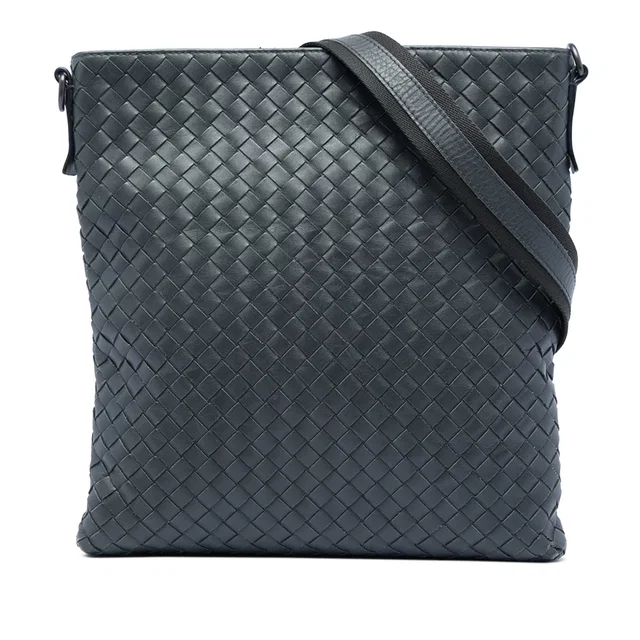 Grey Bottega Veneta Nappa Intrecciato VN Crossbody in Grey Nappa leather from Designer Revival