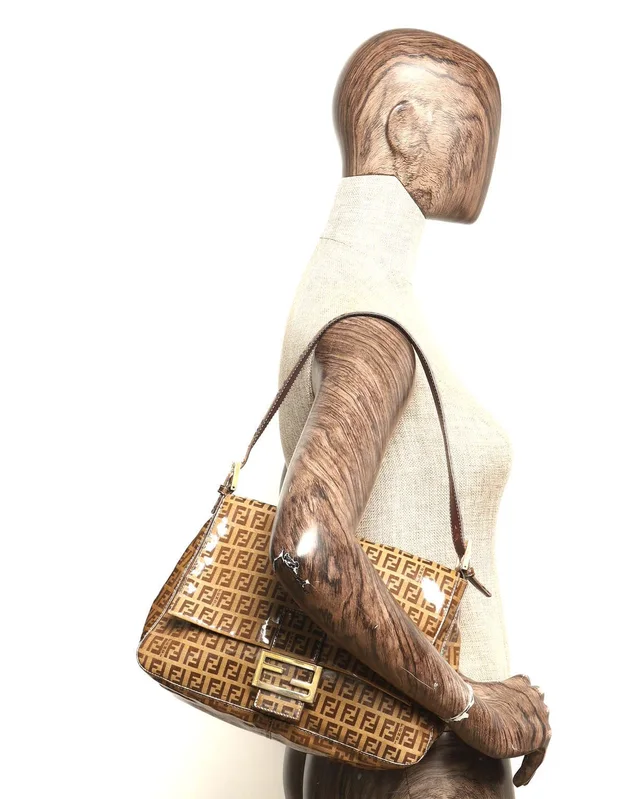 Fendi Vinyl Zucchino Mamma Forever Baguette Bag in Canvas from A Retro Tale, photo 12 of 12