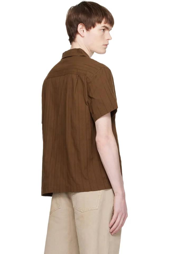 COOR Brown Guayabera Tape Half Shirt, photo 3 of 4 from SSENSE