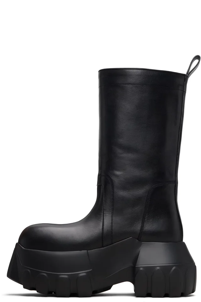 Rick Owens Black Temple Pull On Mega Tractor Boots, photo 3 of 4 from SSENSE