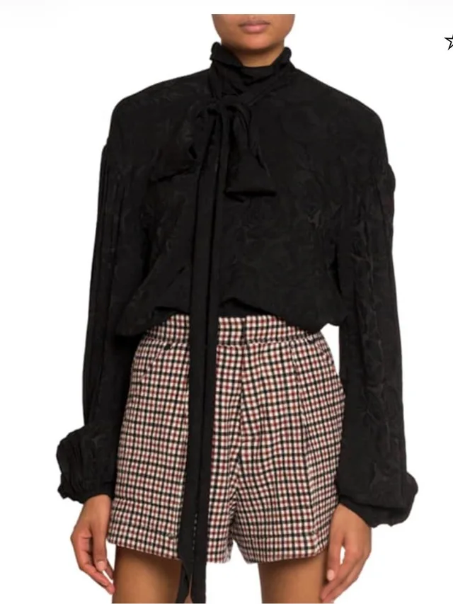Chloé Chlo Black Floral Jacquard Silk Blend Tie Neck Blouse Fr 36 in black Silk from Poshmark