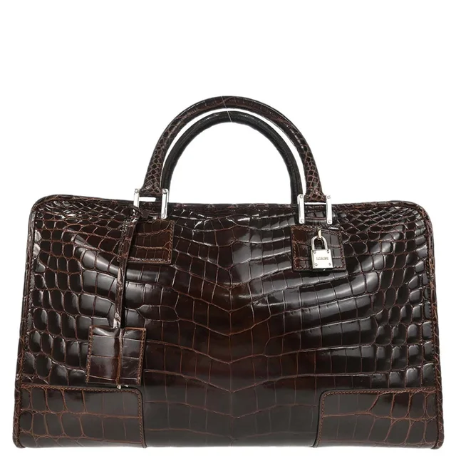 Loewe Brown Crocodile Amazona 36 Handbag in Brown Crocodile from AMORE Vintage Tokyo