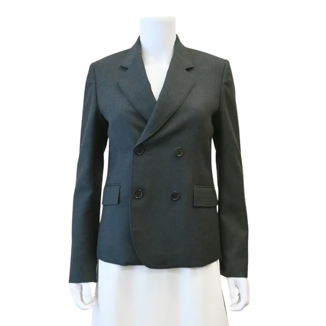 Loewe Charcoal Grey Wool Twill Double-Breasted Blazer in Grey Wool from Clotheshorse Anonymous