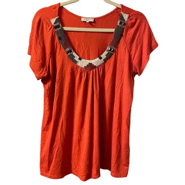 Etro Coral Beaded Top in orange from Poshmark