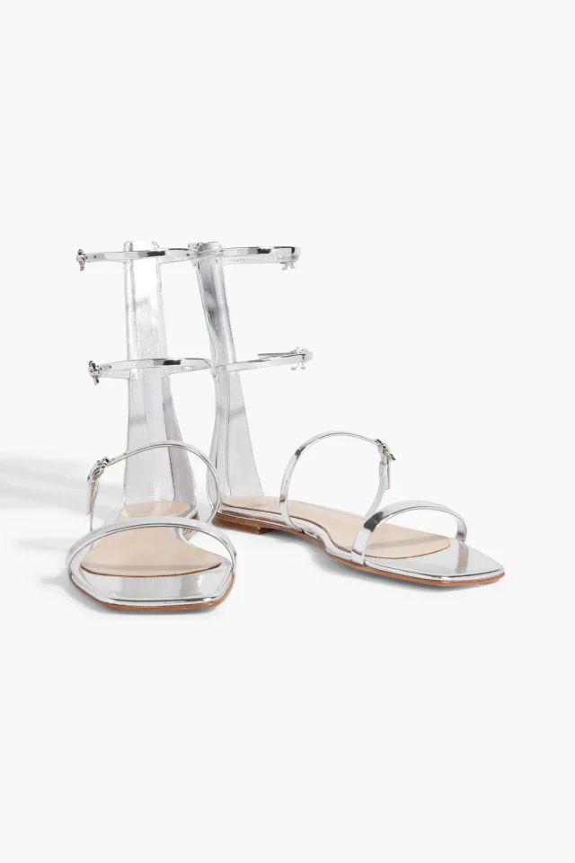 Gianvito Rossi Ribbon Downtown Mirrored-Leather Sandals, photo 2 of 4 from THE OUTNET