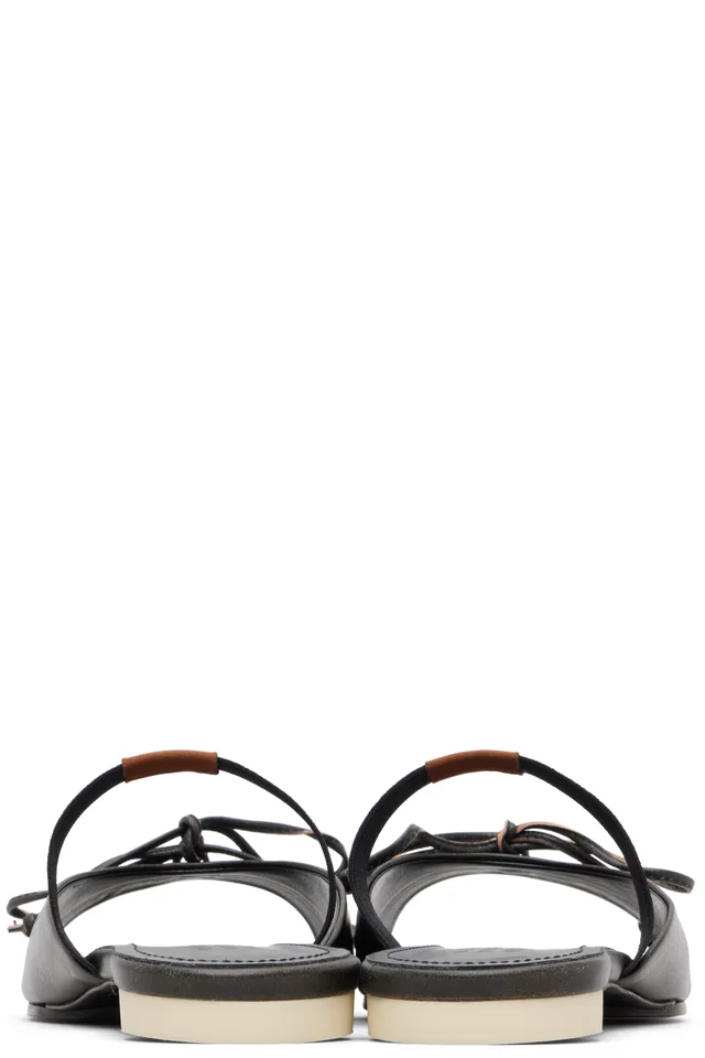 MM6 Maison Margiela Brown Bow-Detailed Leather Slingback Sandals, photo 2 of 3 from SSENSE