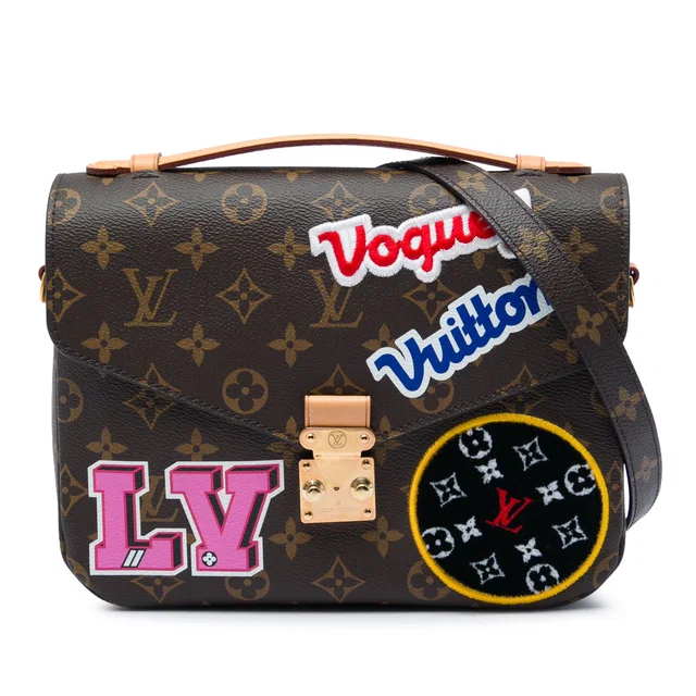 Brown Louis Vuitton Monogram Patches Pochette Metis Satchel in Brown Coated canvas from Designer Revival