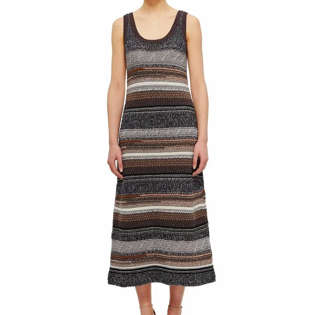 Chloé Brown Taupe Gray Knit Sweater Tank Dress Cashmere Wool Stripe Colorblock S in neutral|red|brown Cashmere from Poshmark