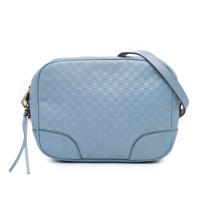 Blue Gucci Mini Microguccissima Bree Crossbody in Blue Leather from Designer Revival