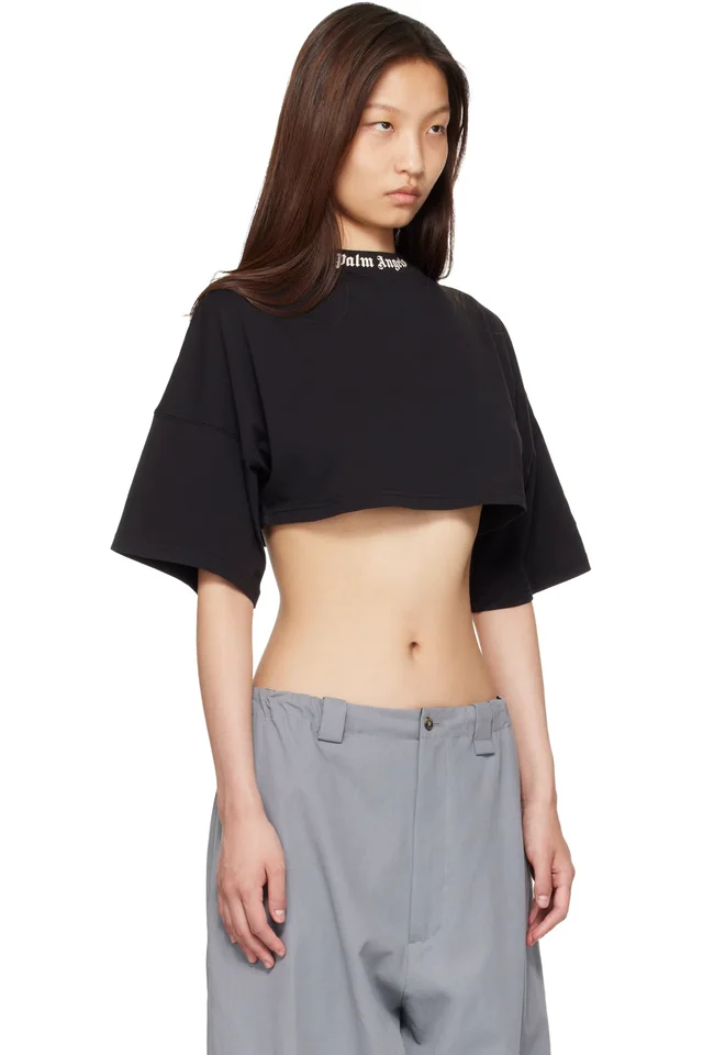 Palm Angels Black Back Curved Logo Mini T-shirt, photo 2 of 2 from SSENSE