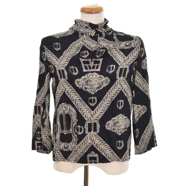 Hermès Blouse Shirt Top Long Sleeve with Belt High Neck Back Zip All Over from The Reluxe