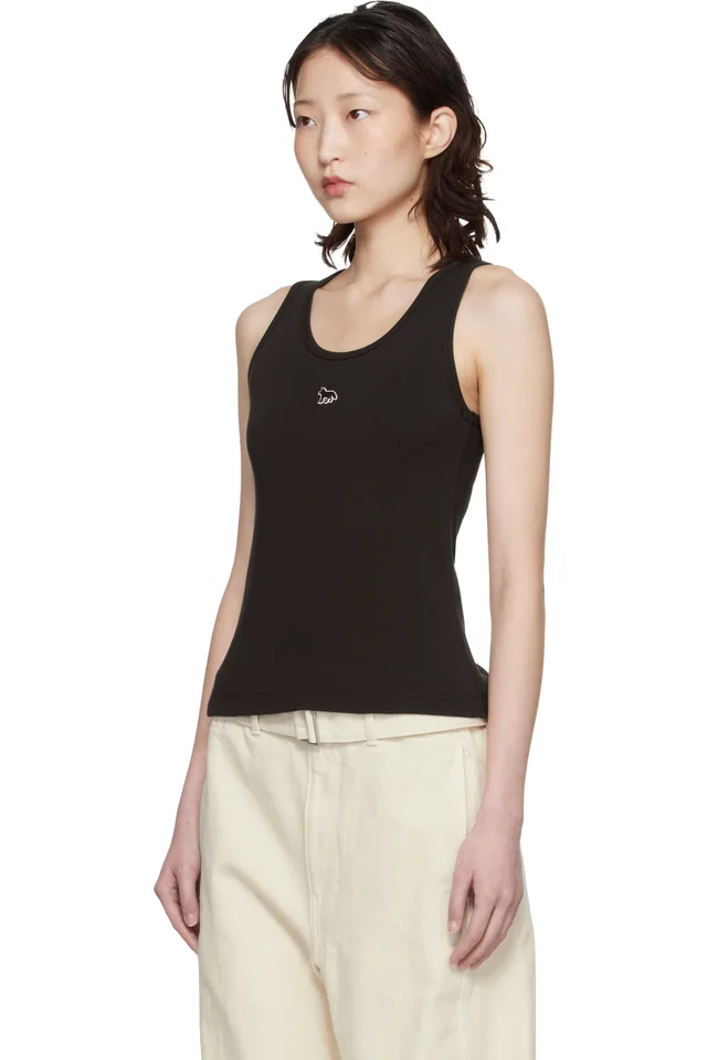Maison Kitsuné Brown Baby Fox Ribbed Tank Top, photo 4 of 5 from SSENSE