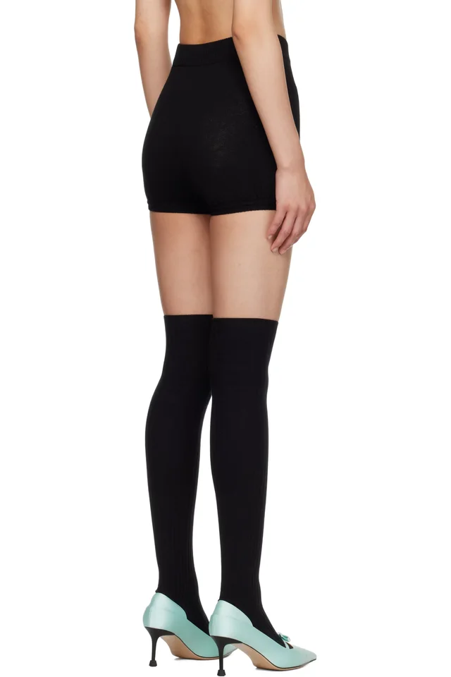 SHUSHU/TONG Black Knitted Shorts, photo 3 of 4 from SSENSE
