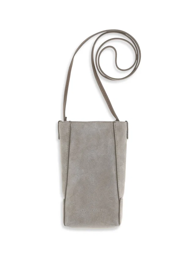 Brunello Cucinelli Bc Duo Card Case — Gray Calf Leather Cases in Grey Calfskin from HEWI