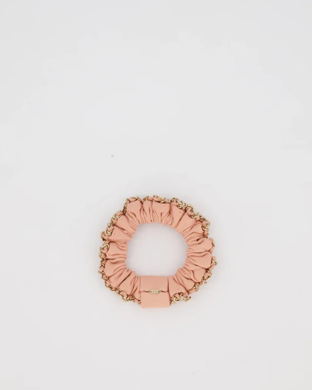 Chanel Pink Leather Hair Scrunchie with Chain Trim Detail in Pink Leather from Sellier, photo 7 of 7