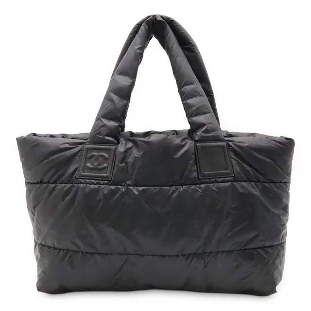 Chanel Coco Cocoon Tote GM Shoulder Bag CC Logo Nylon Leather Black Bordeaux in Black Nylon from The Reluxe