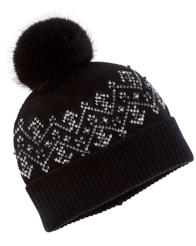 Sofia Cashmere sofiacashmere Fairisle Embellished Cashmere Hat, image 1 of 1 from Rue La La