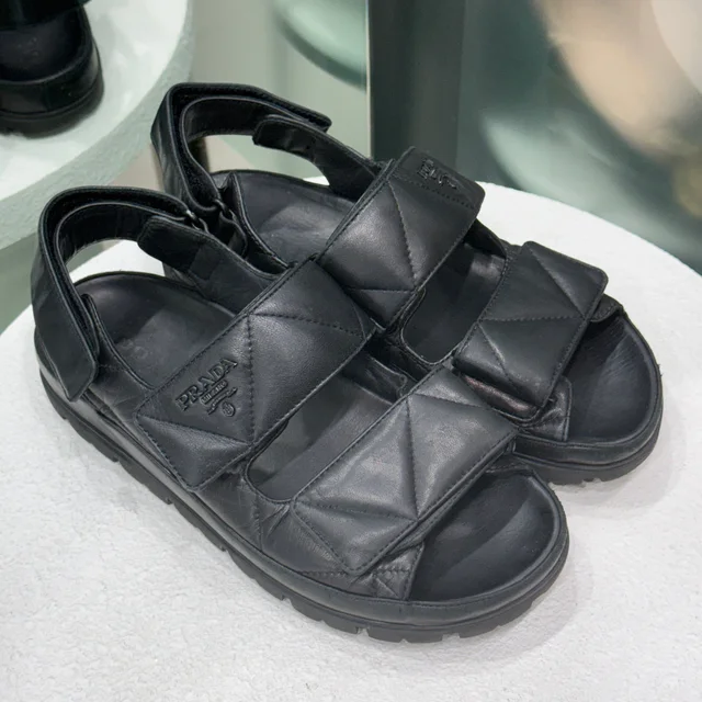 Prada Quilted Sandals Quilted Sz 38 in Black from Revivre Luxury Consignment