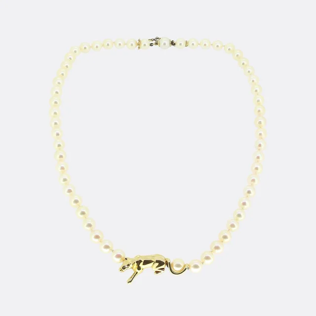 Cartier Vintage Pearl and Diamond Panthere Necklace from The Vintage Jeweller