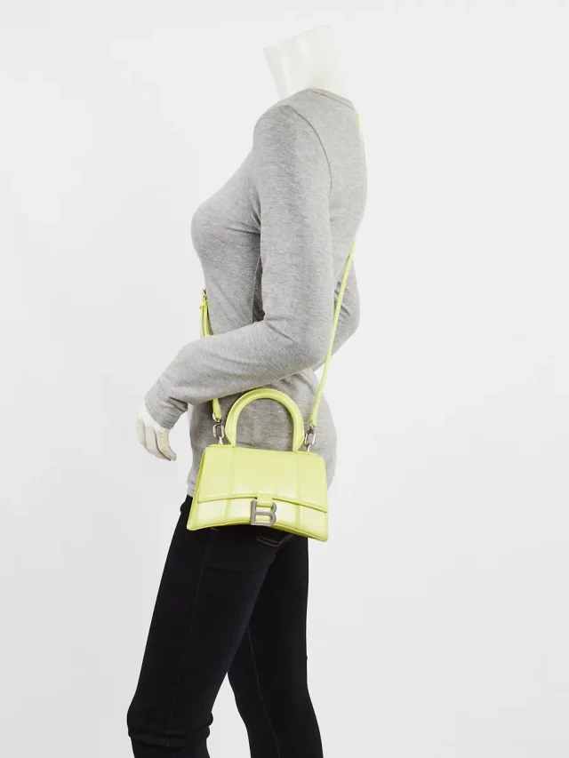 Balenciaga Smooth Leather Hourglass XS Top Handle Bag in Yellow Leather from Yoogis, photo 3 of 14