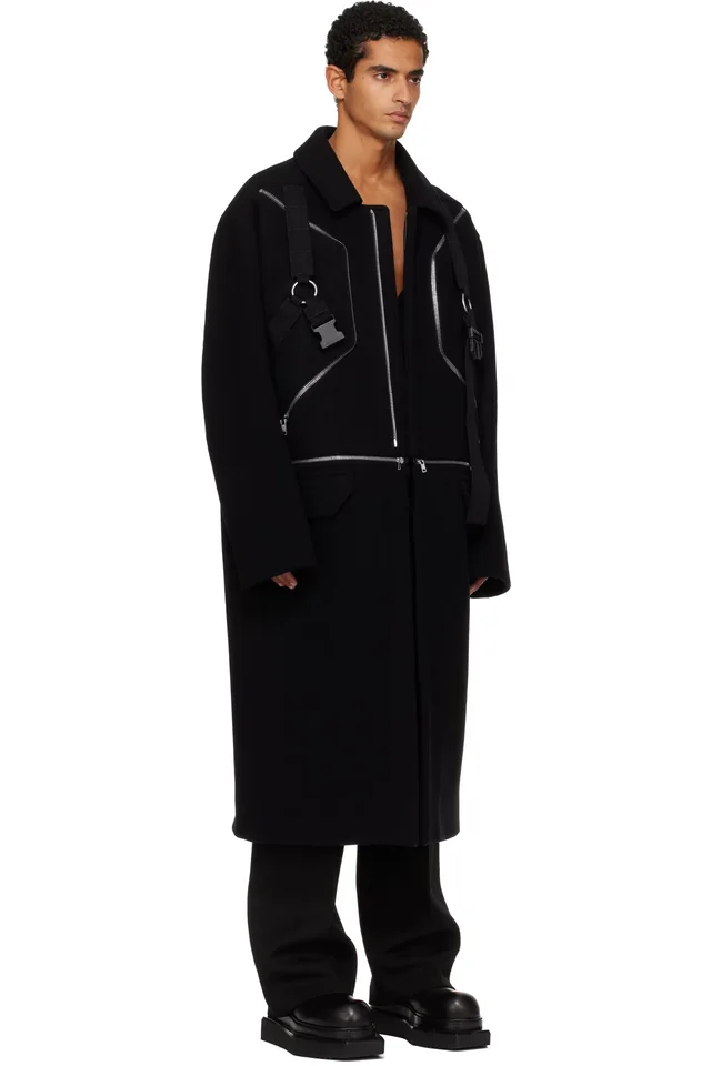 Rick Owens Black Concordians Blixa Jumbo Mac Coat, photo 2 of 5 from SSENSE