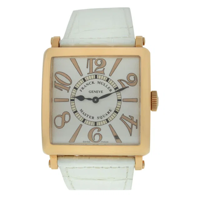 Franck Muller Master Square Quartz White Dial Mens Watch 6002 H QZ REL 6 in black|gold|pink|white Leather from Jomashop.com