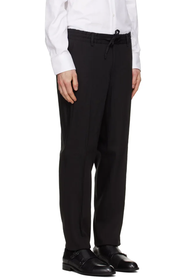 BOSS Black Linen-Blend Tapered-Fit Trousers, photo 2 of 2 from SSENSE