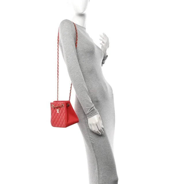 Chanel Caviar Quilted Mini Bucket Bag Dark Pink in Pink Caviar leather from FASHIONPHILE, photo 3 of 11
