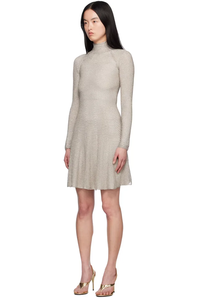 ALAÏA Silver Mesh Knit Midi Dress, photo 4 of 5 from SSENSE