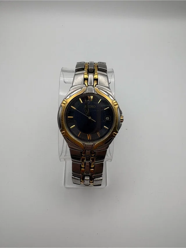 Seiko Dual Tone Watch Date Dial Navy #7n42-6c10 Stainless Steel Works in gold|black from Poshmark