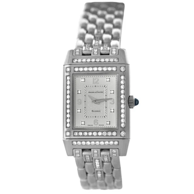 Jaeger-LeCoultre Reverso Quartz Diamond Silver Dial Ladies Watch 267.3.08 in silver|gold|white|gray from Jomashop.com