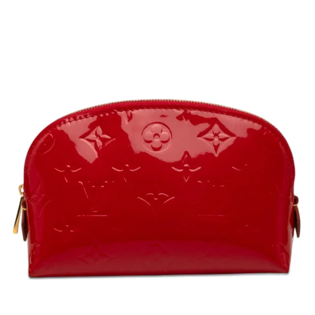Red Louis Vuitton Monogram Vernis Cosmetic Pouch in Red Leather from Designer Revival