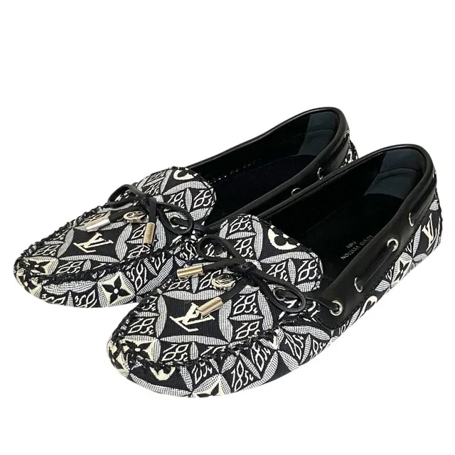 Louis Vuitton Gloria Line Jacquard Driving Shoes Loafers Black 36.5 in Black from The Reluxe