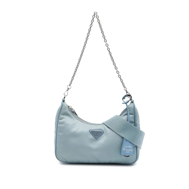 Blue Prada Saffiano Trimmed Tessuto Re Edition 2005 Satchel in Blue Saffiano leather from Designer Revival