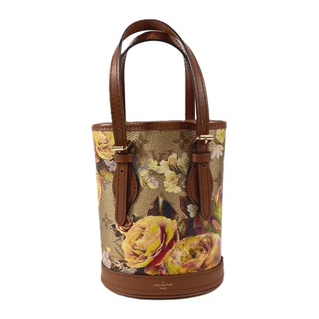 Louis Vuitton Shoulder Bag Nano Bucket Leather Gold in Gold Leather from The Reluxe