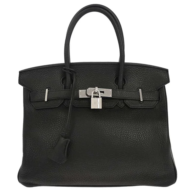 Hermès Black Taurillon Clemence Birkin 30 Handbag in Black Clemence leather from AMORE Vintage Tokyo