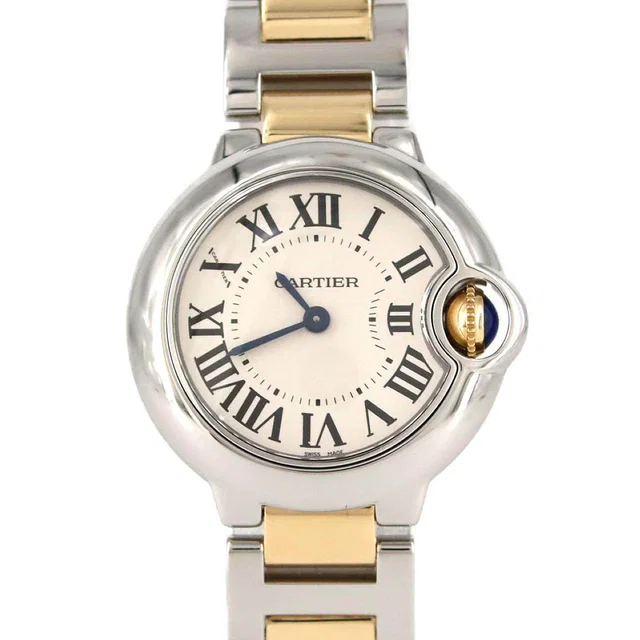 Cartier Ballon Bleu SM Stainless Steel Yellow Gold Quartz in Blue from LuxUness