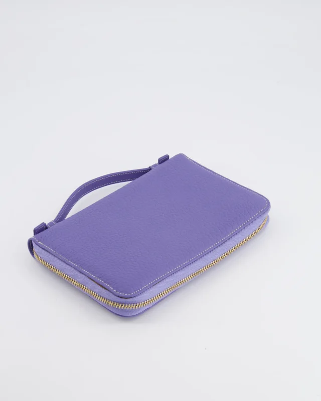 Loro Piana Purple Leather Top Handle Wallet with Gold LP Logo Zipper Detail in Purple Leather from Sellier, photo 17 of 18