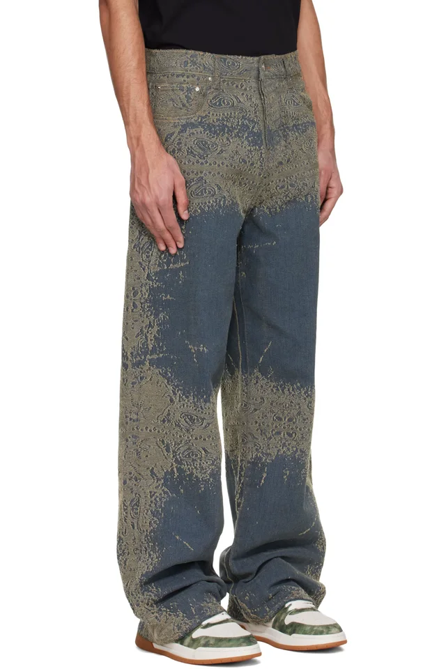 AMIRI Blue Faded Bandana Baggy Jeans, photo 2 of 4 from SSENSE