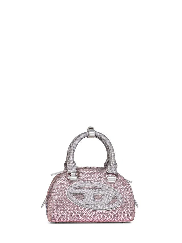 Diesel Rhinestone-Embellished Lurex Shoulder Bag — Pink Polyester in Pink from HEWI